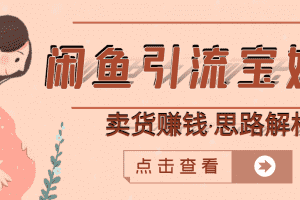 （2709期）闲鱼引流宝妈粉+卖货赚钱 一个月收益30000+（实操视频教程）