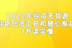 （2554期）2022年抖店无货源店群新玩法汇总和随心推起店 1节课学懂