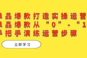 （7488期）单品爆款打造实操运营，单品爆款从“0”-“1”手把手演练运营步骤