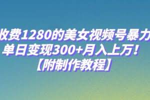 外面收费1280的美女视频号暴力玩法，单日变现300+，月入上万！【附制作教程】