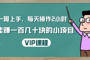 温饱小项目：一周上手，每天操作2小时赚一百几十块的小项目，简单易懂（4节课）