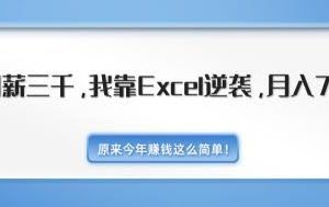 原来今年赚钱这么简单！月薪三千，我靠EXCEL逆袭，月入7万-无水印视频课（内附千元EXCEL模板500套）