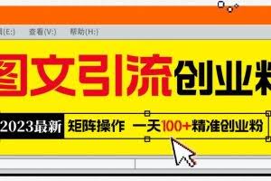2023最新图文引流创业粉教程，矩阵操作，日引100+精准创业粉