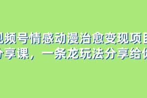 （8150期）视频号情感动漫治愈变现项目分享课，一条龙玩法分享给你（教程+素材）