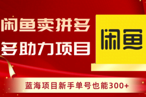 （8452期）闲鱼卖拼多多助力项目，蓝海项目新手单号也能300+
