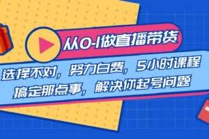 （8541期）教您从0-1做直播带货：选择不对，努力白费，5小时课程搞定那点事，解决…