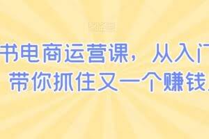 小红书电商运营课，从入门到精通，带你抓住又一个赚钱风口