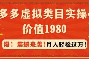 （9238期）拼多多虚拟类目实操4.0：月入轻松过万，价值1980