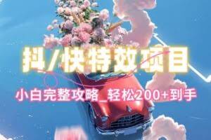 抖音快手双平台特效教程,玩法简单,小白完整攻略,轻松100+到手【揭秘】