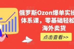 俄罗斯Ozon爆单实操全阶体系课,零基础轻松开启海外卖货