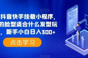 0粉抖音快手挂载小程序,你的脸型适合什么发型玩法,新手小白日入300+【揭秘】