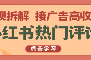 小红书热门评论，变现拆解，接广告高收入
