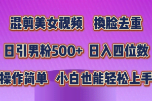 （10908期）混剪美女视频，换脸去重，轻松过原创，日引色粉500+，操作简单，小白也…