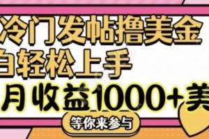 冷门发帖撸美金项目,月收益1000+美金,简单无脑,干就完了【揭秘】