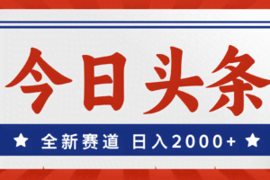 (12001期)今日头条,全新赛道,小白易上手,日入2000+