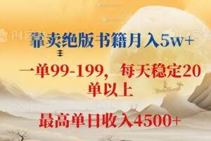 (12595期)靠卖绝版书籍月入5w+,一单199, 一天平均20单以上,最高收益日入 4500+
