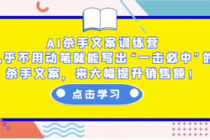 AI杀手文案训练营：几乎不用动笔就能写出“一击必中”的杀手文案，来大幅提升销售额！