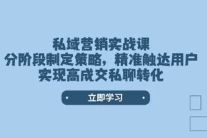 （14100期）私域营销实战课，分阶段制定策略，精准触达用户，实现高成交私聊转化