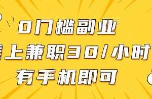 0门槛副业，线上兼职30一小时，有手机即可【揭秘】
