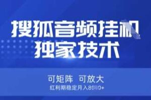 【搜狐音频挂G】独家技术，可矩阵可放大，红利期稳定月入8k【揭秘】