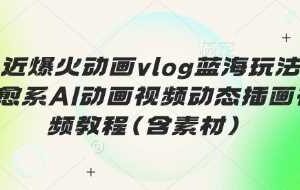 最近爆火动画vlog蓝海玩法，治愈系AI动画视频动态插画视频教程(含素材)