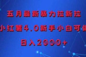 五月最新暴力拉新拉，小红薯4.0新手小白可做，日入多张