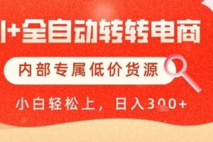 【AI+全自动转转电商】内部专属低价货源，全网首发，单日轻松变现几张【揭秘】