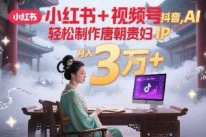 小红书+视频号+抖音，AI轻松制作唐朝贵妇IP，每天30分钟，轻松产出N条，月入3W+