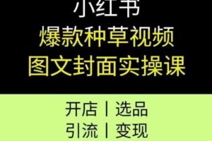 小红书爆款种草视频图文封面实操课，开店、选品、引流、变现全流程