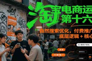 淘宝电商运营第十六期，自然搜索优化，付费推广策略，底层逻辑+核心操作