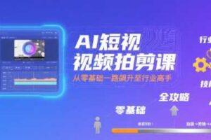 AI短视频拍剪课，全攻略到精通，带你从零基础一路飙升至行业高手