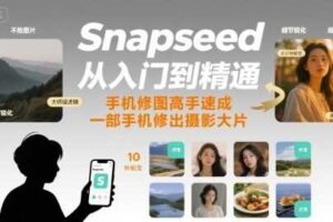 Snapseed从入门到精通，手机修图高手速成，一部手机就能修出摄影大片