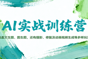 AI实战训练营：涵盖文生图、图生图，以及摄影、修复及动画视频生成等多样玩法