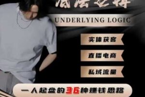 一个人起盘的底层逻辑,私域流量-直播电商-实体获客,一人起盘的36种賺钱思路