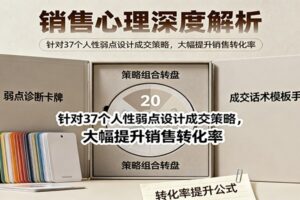 销售心理深度解析:针对37个人性弱点设计成交策略,大幅提升销售转化率!