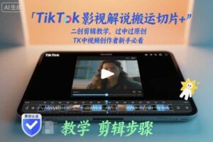TikTok影视解说搬运切片+二创剪辑教学，过中过原创，TK中视频创作者新手必看