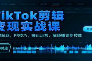 TikTok剪辑变现实战课:素材获取,PR技巧,搬运运营,解锁赚钱新技能