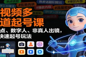 短视频多赛道起号课：蹭热点、数字人、非真人出镜，8大快速起号玩法