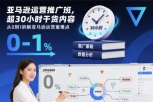 亚马逊运营推广班，超30小时干货内容，从0到1拆解亚马逊运营重难点