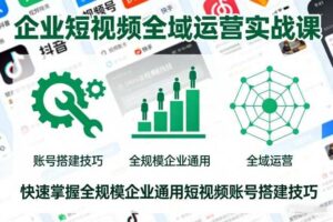 企业短视频全域运营实战课,快速掌握全规模企业通用短视频账号搭建技巧
