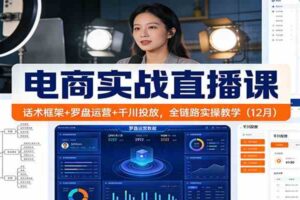 电商实战直播课:话术框架+罗盘运营+千川投放,全链路实操教学(12月)