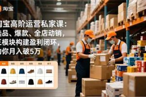 (16865期)淘宝高阶运营私家课:选品、爆款、全店动销,三模块构建盈利闭环,助你月入破5万