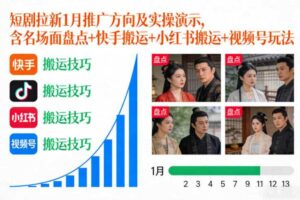 短剧拉新1月推广方向及实操演示，含名场面盘点+快手搬运+小红书搬运+视频号玩法