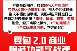 豆包2.0商业隐藏功能实战课2026,1个功能解决1个实际生意问题,学完就能用