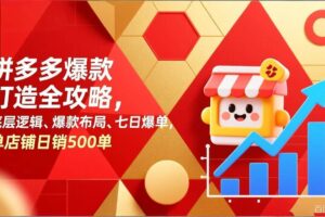 （17346期）拼多多爆款打造全攻略，底层逻辑、爆款布局、七日爆单，单店铺日销500单