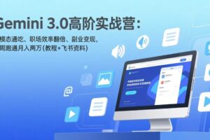 （17386期）Gemini 3.0高阶实战营：多模态通吃、职场效率翻倍、副业变现，一周跑通月入两万(教程+飞书资料)