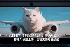 AI制作飞机猫特效,零基础AI快速上手,全程无需专业技能
