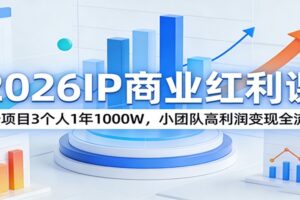 2026IP商业红利课：1个项目3个人1年1000W，小团队高利润变现全流程