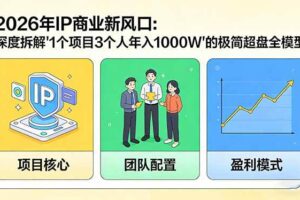 （17661期）2026年IP商业新风口：深度拆解“1个项目3个人年入1000W”的极简超盘全模型