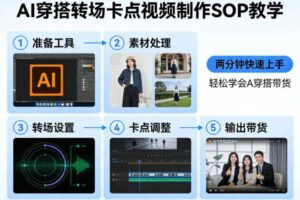 AI穿搭转场卡点视频制作SOP教学，两分钟快速上手，轻松学会AI穿搭带货